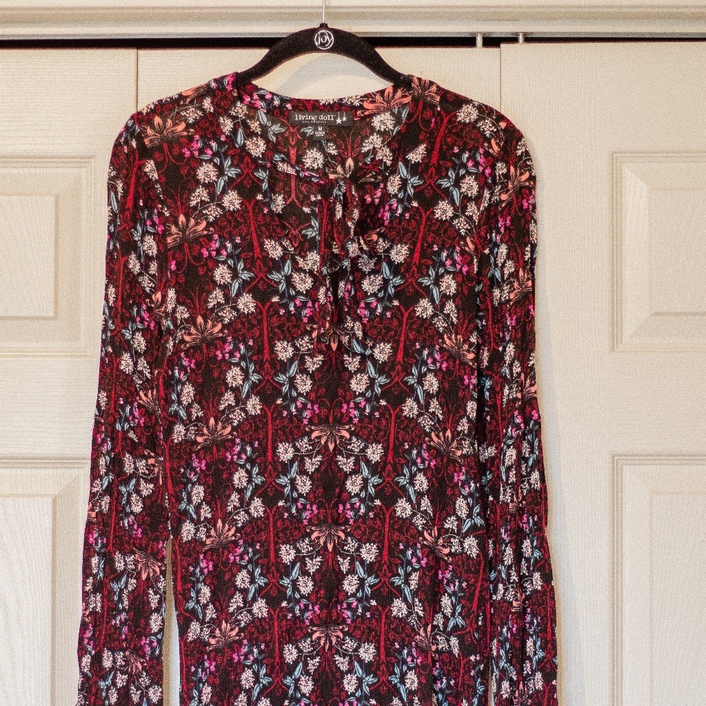 Living Doll | Black & Red Floral Dress
